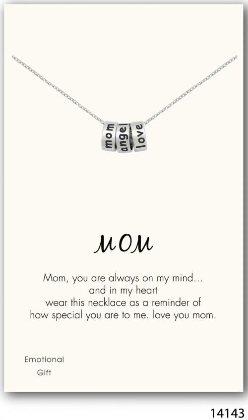 Mom angel love silver pendant